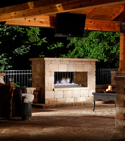 Concrete Block Fireplace
